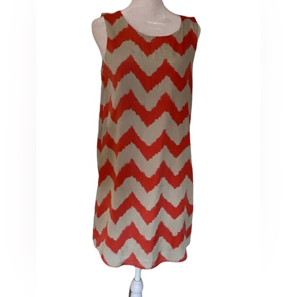 Almost Famous Red and cream Chevron Dress size S